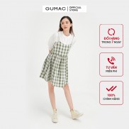 Đầm nữ 2 dây babydoll GUMAC màu xanh caro DB469 [không gồm áo trong